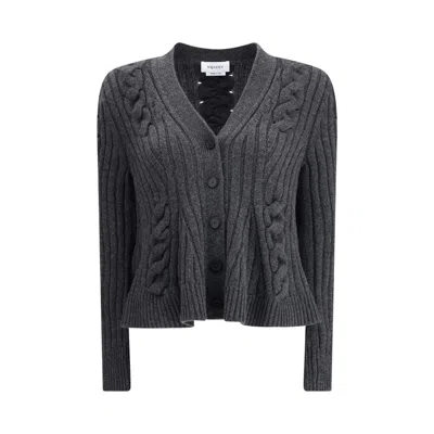 Alexander Mcqueen Gray Wool Women's Cardigan In Gray