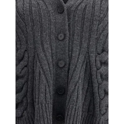Alexander Mcqueen Gray Wool Women's Cardigan In Gray