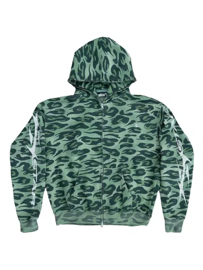 Hellstar Zip-up Hoodie In Green
