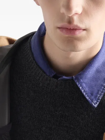 Prada Cashmere Zip Hooded Jacket In Brown