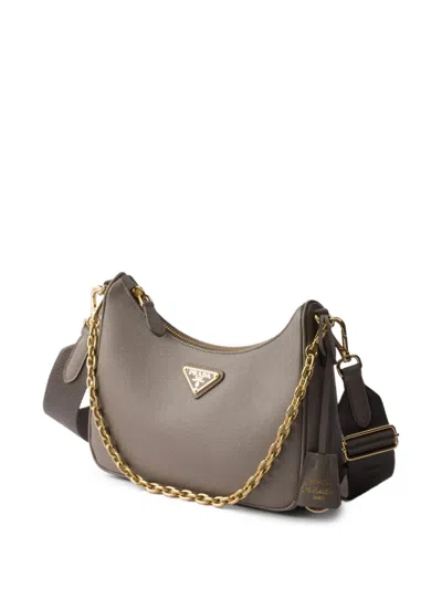 Prada Re-edition 2005 Zip Pouch Tote Bag In Brown