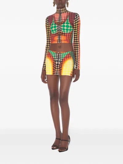 Jean Paul Gaultier Women S Re-edition Dots Skirt Orange In Multi