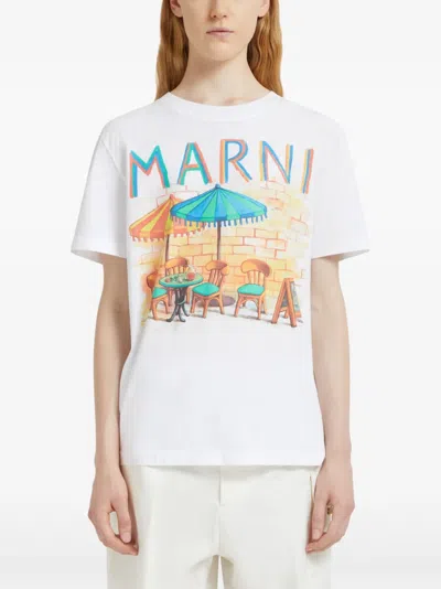 Marni Postcard-print Short-sleeve T-shirt In White