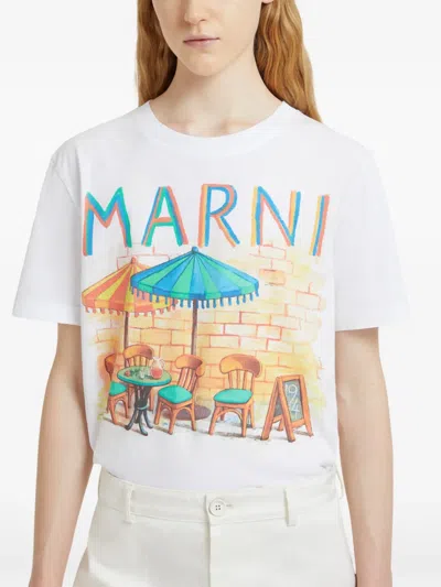Marni Postcard-print Short-sleeve T-shirt In White