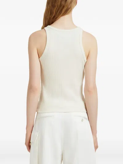 Marni Ribbed Embroidered Tank Top In Neutral