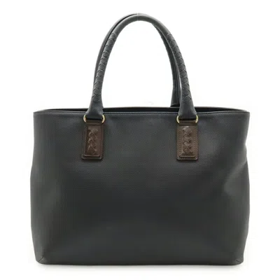 Pre-owned Bottega Veneta Black Dark Brown Pvc Leather Shoulder Bag Tote Bag () In Multi