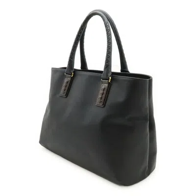 Pre-owned Bottega Veneta Black Dark Brown Pvc Leather Shoulder Bag Tote Bag () In Multi