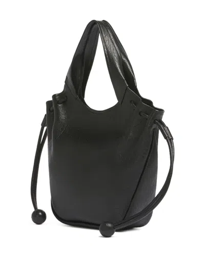 Marni Grained Leather Tote Bag In Black