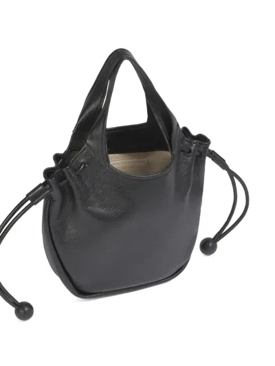 Marni Grained Leather Tote Bag In Black