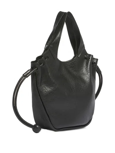 Marni Grained Leather Tote Bag In Black
