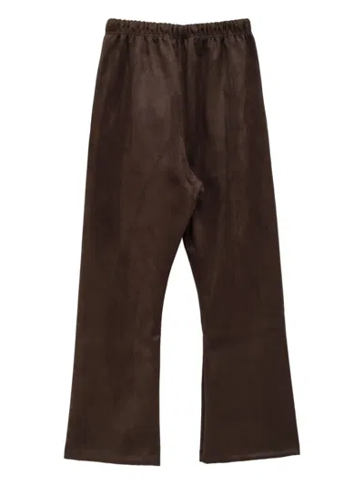 Essentials Suede-effect Flared Track Pants In Brown