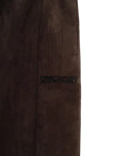 Essentials Suede-effect Flared Track Pants In Brown