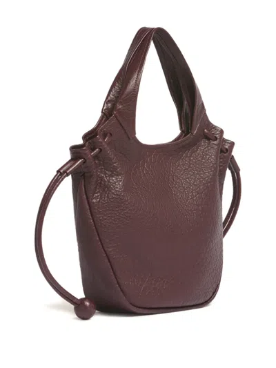 Marni Leather Tote Bag In Brown