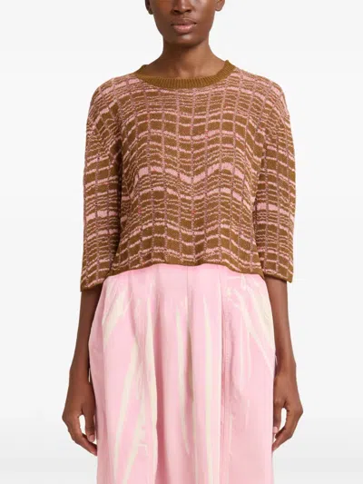 Marni Jacquard-pattern Laddered Sweater In Multi
