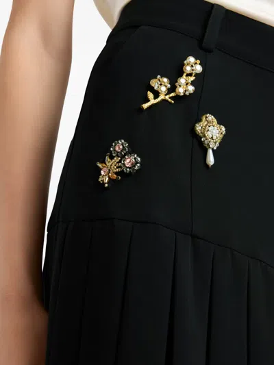 Cinq À Sept Brooch Embellished Pleated Miniskirt In Multi