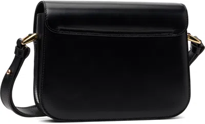 A.p.c. Compact Black Calf Leather Shoulder Bag With Adjustable Strap