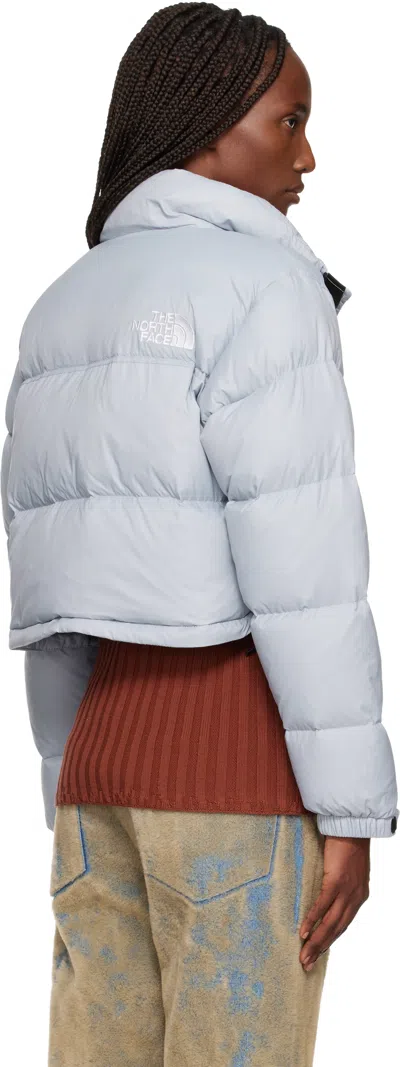 The North Face Blue Nuptse Short Jacket In White