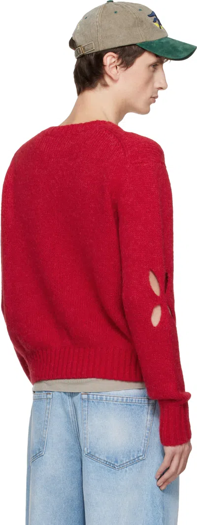Stefan Cooke Red Slashed Shaggy Sweater In Red