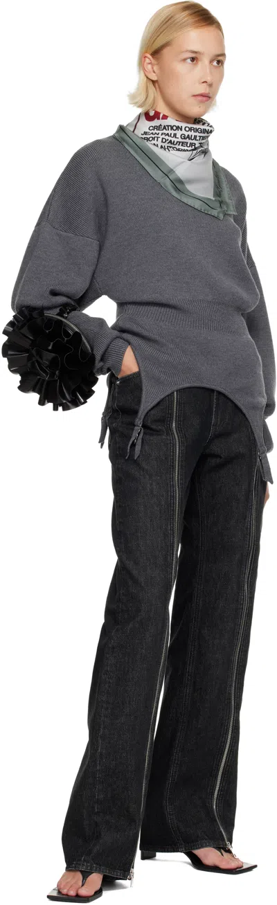 Jean Paul Gaultier Gray 'the Label' Scarf