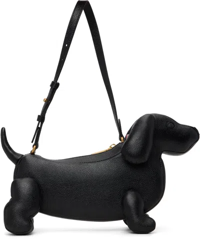 Thom Browne Black Pebble Grain Baby Hector Shoulder Bag In Black
