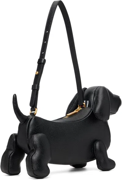 Thom Browne Black Pebble Grain Baby Hector Shoulder Bag In Black