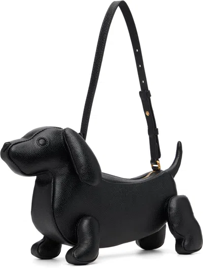 Thom Browne Black Pebble Grain Baby Hector Shoulder Bag In Black