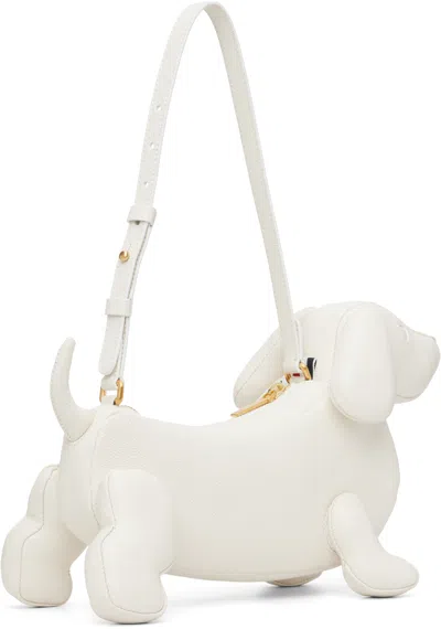 Thom Browne White Pebble Grain Baby Hector Shoulder Bag In White
