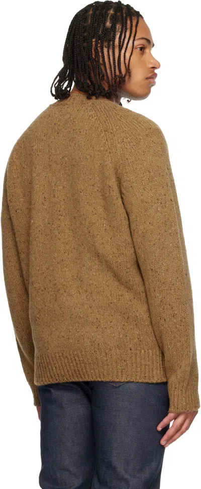 Apc Harris Flecked Virgin Wool Sweater In Brown