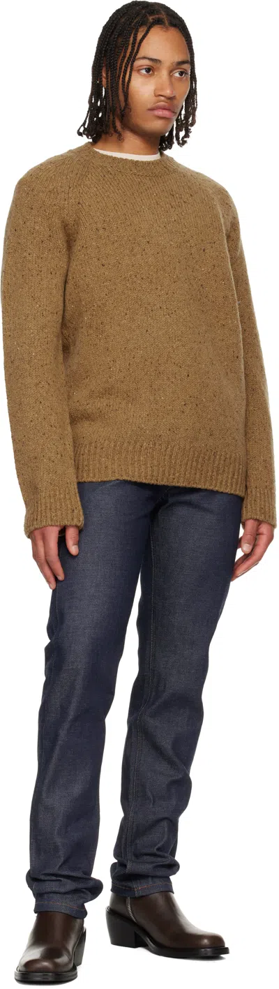 Apc Harris Flecked Virgin Wool Sweater In Brown