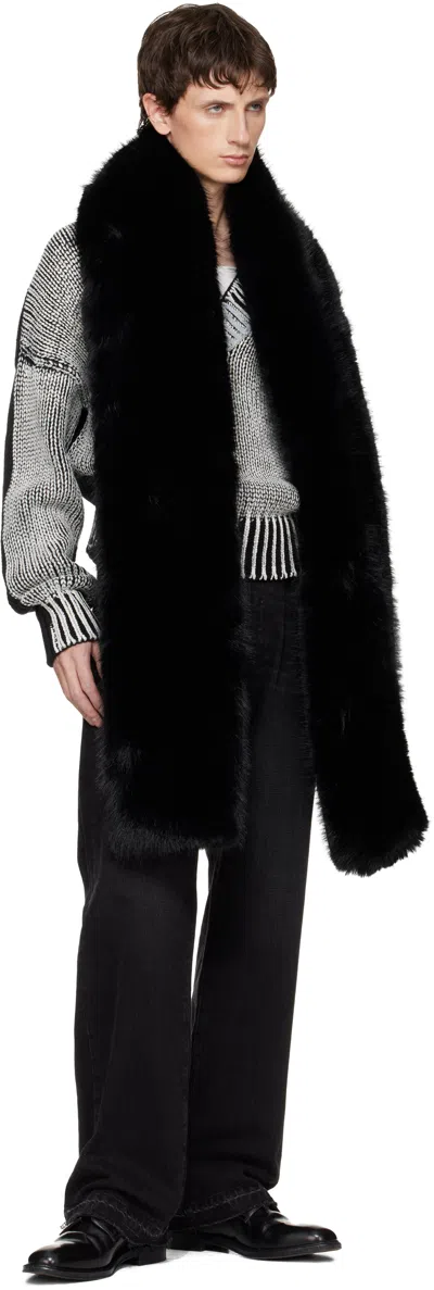 Vaquera Black Faux Fur Scarf In Black