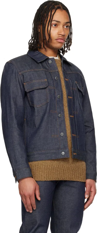 Apc Navy Work Denim Jacket In Purple