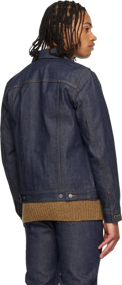 Apc Navy Work Denim Jacket In Purple