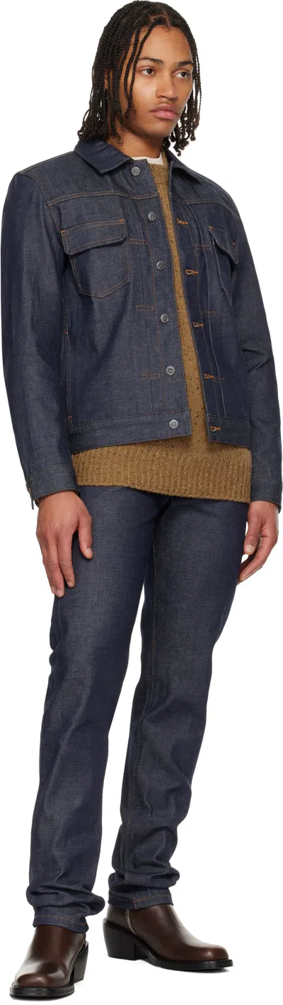 Apc Navy Work Denim Jacket In Purple