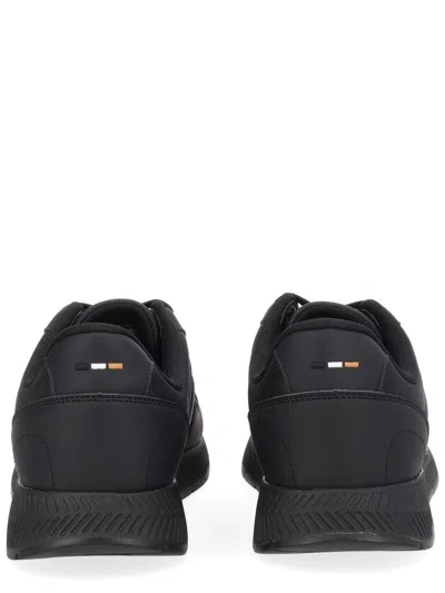 Hugo Boss Streamlined Black Sneakers With Contemporary Silhouette In Black