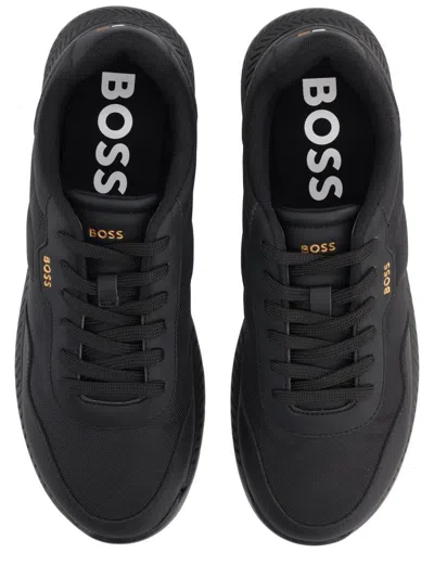 Hugo Boss Streamlined Black Sneakers With Contemporary Silhouette In Black