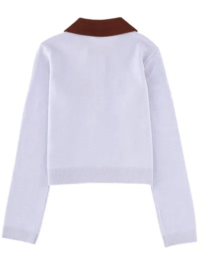 Self-portrait Jersey With Contrasting Collar In Blue