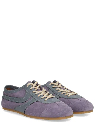 Dries Van Noten Mixed Leather Retro Runner Sneakers In Purple