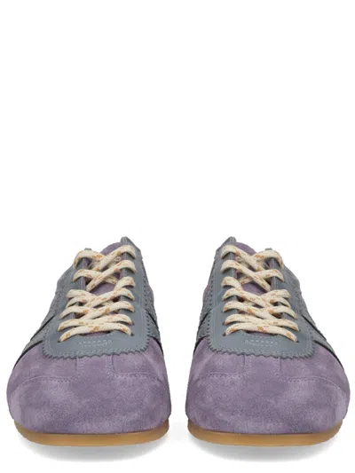 Dries Van Noten Mixed Leather Retro Runner Sneakers In Purple