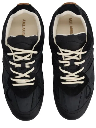 Axel Arigato Slow Runner Black Sneaker With Insert Design And Grooved Sole In Leather And Suede Man In Black