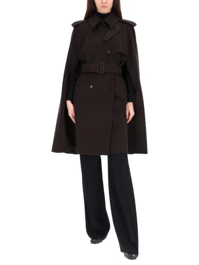 Burberry Cashmere Coat With Belted Waist And Epaulettes In Brown