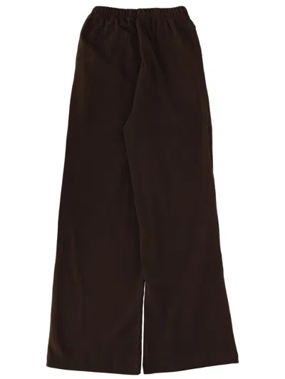 Rotate Birger Christensen Wide Leg Trousers Elastic Waistband In Brown