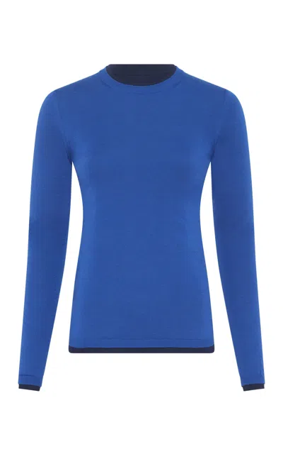 Gabriela Hearst Leif Reversible Knit Sweater In Electric Navy & Cobalt Cashmere Silk In Blue
