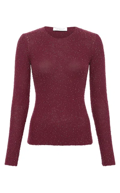 Gabriela Hearst Nello Knit Sweater In Bordeaux Beaded Cashmere Silk In Burgundy