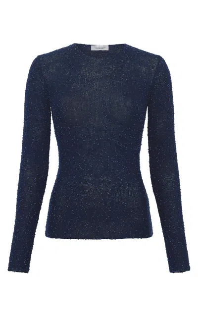 Gabriela Hearst Nello Knit Sweater In Electric Navy Beaded Cashmere Silk