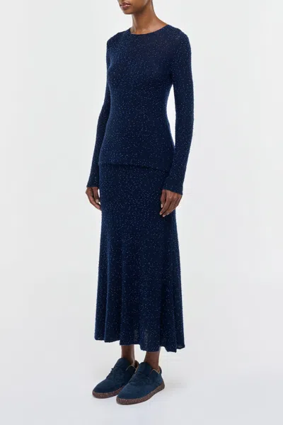 Gabriela Hearst Nello Knit Sweater In Electric Navy Beaded Cashmere Silk