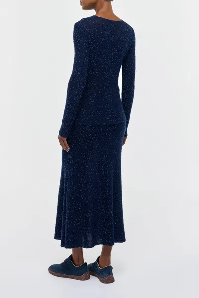 Gabriela Hearst Nello Knit Sweater In Electric Navy Beaded Cashmere Silk