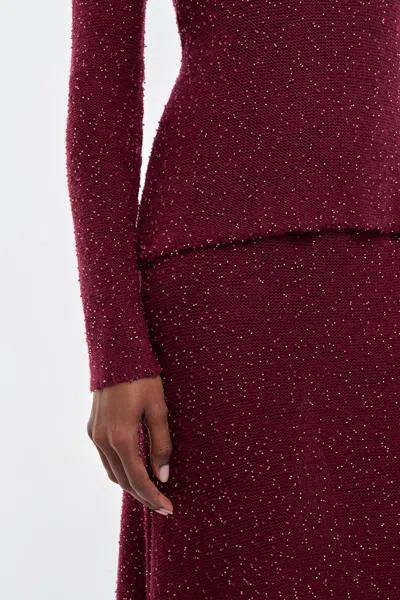 Gabriela Hearst Nello Knit Sweater In Bordeaux Beaded Cashmere Silk In Burgundy