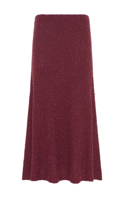 Gabriela Hearst Sabine Knit Midi Skirt In Bordeaux Beaded Cashmere Silk In Burgundy