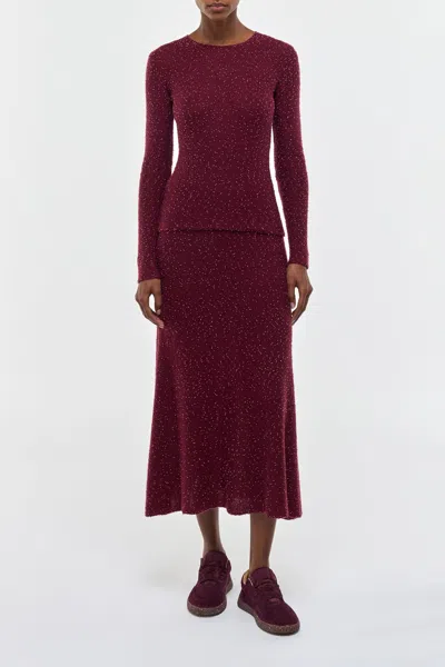 Gabriela Hearst Sabine Knit Midi Skirt In Bordeaux Beaded Cashmere Silk In Burgundy