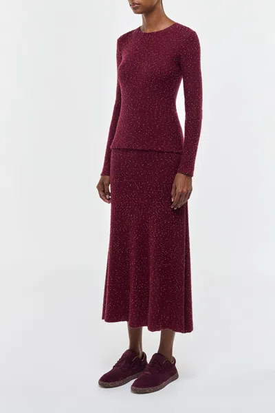 Gabriela Hearst Sabine Knit Midi Skirt In Bordeaux Beaded Cashmere Silk In Burgundy